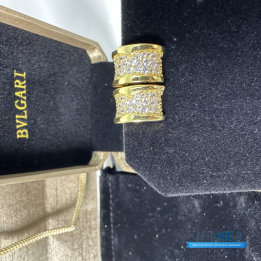 QC Bvlgari B.zero1 Yellow Gold Hoop Earrings with Pavé Diamonds