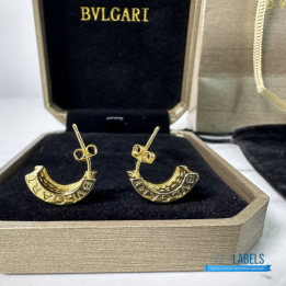 QC Bvlgari B.zero1 Yellow Gold Hoop Earrings with Pavé Diamonds