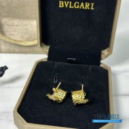 QC Bvlgari B.zero1 Yellow Gold Hoop Earrings with Pavé Diamonds