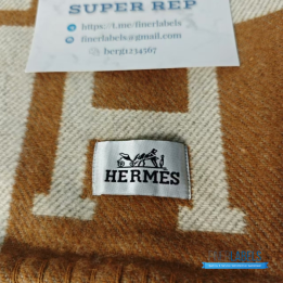QC Hermès Avalon Blanket in ecru and camel