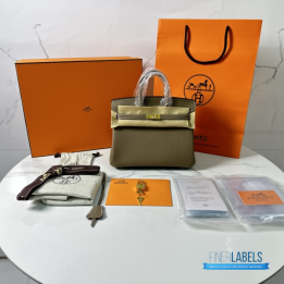 QC Hermès Birkin 25 in Etoupe Togo Leather