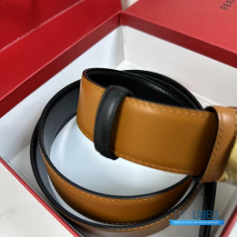 QC Salvatore Ferragamo adjustable Gancini Belt in a Tan Calfskin Leather