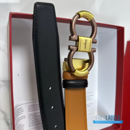 QC Salvatore Ferragamo adjustable Gancini Belt in a Tan Calfskin Leather
