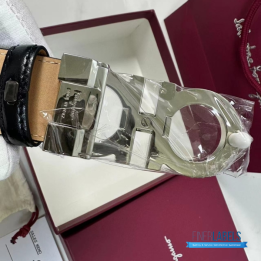 QC Salvatore Ferragamo Gancini Reversible Black Leather Belt