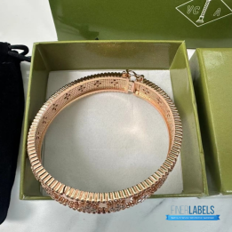QC VCA Perlée Clover Bracelet in 18k Rose Gold with Diamonds