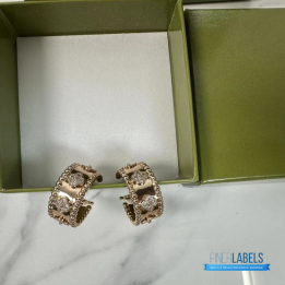 QC VCA Perlée Clovers Hoop Earrings in 18k Rose Gold with Diamonds
