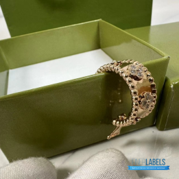 QC VCA Perlée Clovers Hoop Earrings in 18k Rose Gold with Diamonds