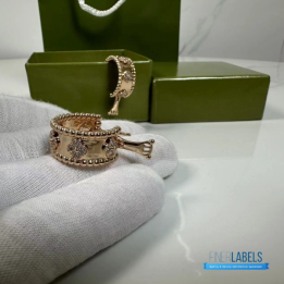 QC VCA Perlée Clovers Hoop Earrings in 18k Rose Gold with Diamonds