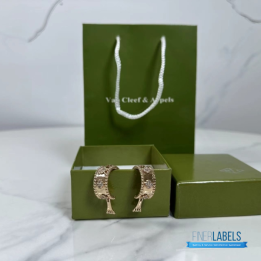 QC VCA Perlée Clovers Hoop Earrings in 18k Rose Gold with Diamonds