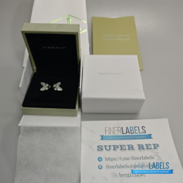 QC VCA Two Butterfly Earrings in white gold with mother-of-pearl and diamonds