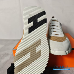 QC Hermès Bouncing Sneakers in a Beige Camel Color
