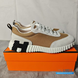 QC Hermès Bouncing Sneakers in a Beige Camel Color