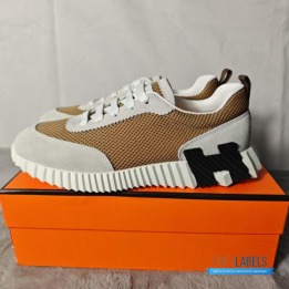 QC Hermès Bouncing Sneakers in a Beige Camel Color