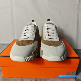 QC Hermès Bouncing Sneakers in a Beige Camel Color