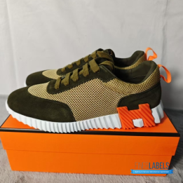QC Hermès Bouncing Sneakers in a Vert Toundra (Dark Green) Colorway