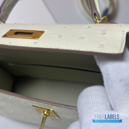 QC Hermès Mini Kelly Sellier in Ostrich Leather