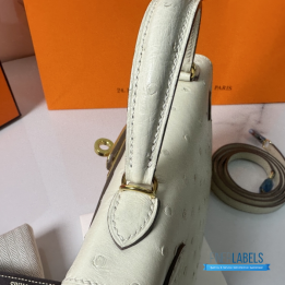 QC Hermès Mini Kelly Sellier in Ostrich Leather