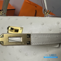 QC Hermès Mini Kelly Sellier in Ostrich Leather