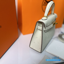 QC Hermès Mini Kelly Sellier in Ostrich Leather