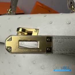 QC Hermès Mini Kelly Sellier in Ostrich Leather