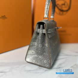 QC Hermès Mini Kelly II in Ombré Lizard Skin with Palladium Hardware