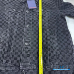 QC Louis Vuitton Flocked Damier Denim Trucker Jacket
