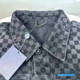 QC Louis Vuitton Flocked Damier Denim Trucker Jacket