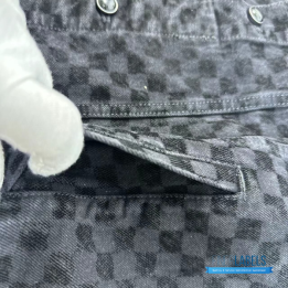 QC Louis Vuitton Flocked Damier Denim Trucker Jacket