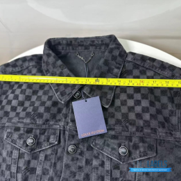 QC Louis Vuitton Flocked Damier Denim Trucker Jacket
