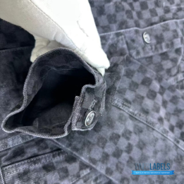 QC Louis Vuitton Flocked Damier Denim Trucker Jacket