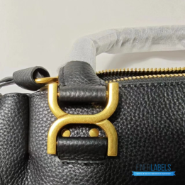 QC Chloé Marcie Top Handle Bag in black textured leather
