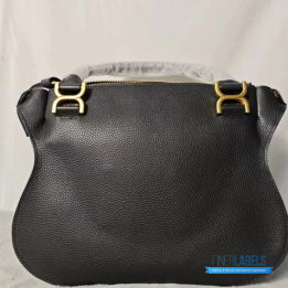 QC Chloé Marcie Top Handle Bag in black textured leather