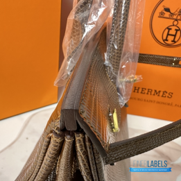 QC Hermès Birkin 25 Fashioned from Brown Lizard Skin with Gold Hardware
