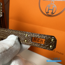 QC Hermès Birkin 25 Fashioned from Brown Lizard Skin with Gold Hardware