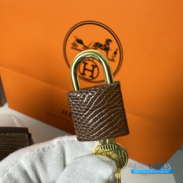 QC Hermès Birkin 25 Fashioned from Brown Lizard Skin with Gold Hardware