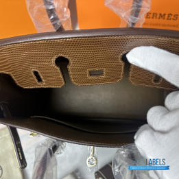 QC Hermès Birkin 25 Fashioned from Brown Lizard Skin with Gold Hardware