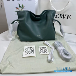 QC Loewe Flamenco Clutch Bag in Green Leather