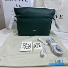 QC Loewe Flamenco Clutch Bag in Green Leather