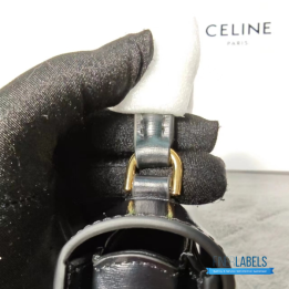 QC Celine Mini Besace Clea Bag in Black Shiny Calfskin Leather