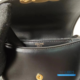 QC Celine Mini Besace Clea Bag in Black Shiny Calfskin Leather