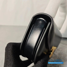 QC Celine Mini Besace Clea Bag in Black Shiny Calfskin Leather