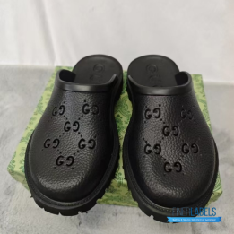 QC Gucci Rubber GG Monogram Perforated Elea Platform Sandals