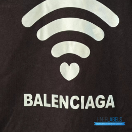 QC Balenciaga Lo_ve T-shirt in black featuring a wifi signal logo