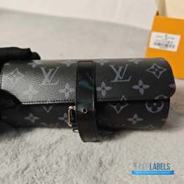 QC Louis Vuitton 3 Watch Case in Monogram Eclipse canvas