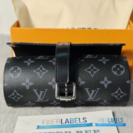 QC Louis Vuitton 3 Watch Case in Monogram Eclipse canvas