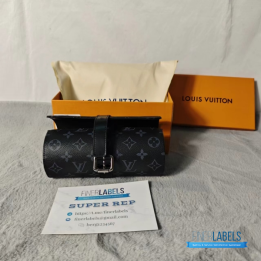QC Louis Vuitton 3 Watch Case in Monogram Eclipse canvas