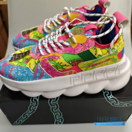 QC Versace Chain Reaction Fluo Barocco Sneakers