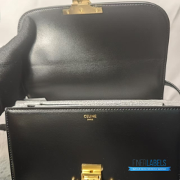 QC Celine Classique Triomphe Bag in shiny black calfskin