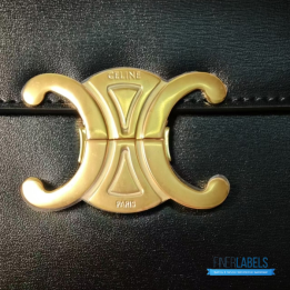 QC Celine Classique Triomphe Bag in shiny black calfskin
