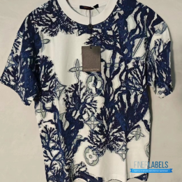 QC Louis Vuitton Blue & White Aquagarden Monogram T-Shirt